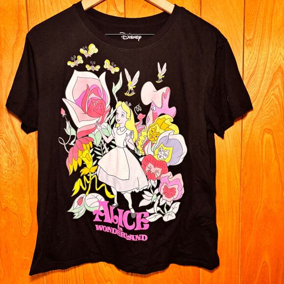 Disney Store Tinkerbell Womens Large White V-Neck Short Sleeve Graphic Top - Picture 1 of 4